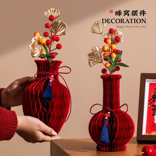 2026年新年葫蘆蜂窩裝飾擺件創意插花瓶新款元旦春節桌面布置用品 2026年新年葫蘆蜂窩裝飾擺件創意插花瓶新款元旦春節桌面布置用品