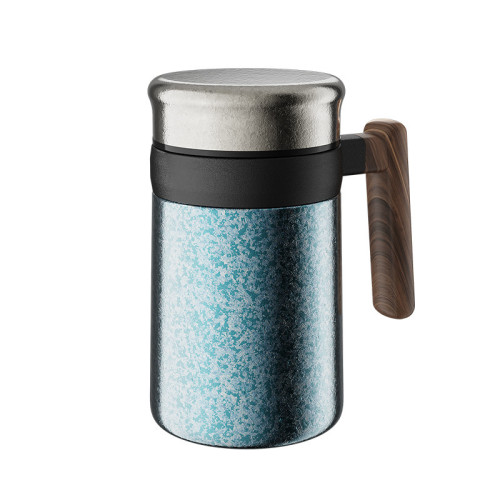 樂壺匠純鈦辦公保溫杯帶手柄鈦杯茶水分離泡茶杯高檔禮品杯帶茶隔