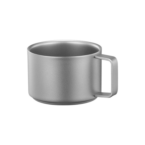 雙層純鈦咖啡杯小茶杯戶外鈦杯帶手柄水杯防燙辦公喝茶帶把品茗杯