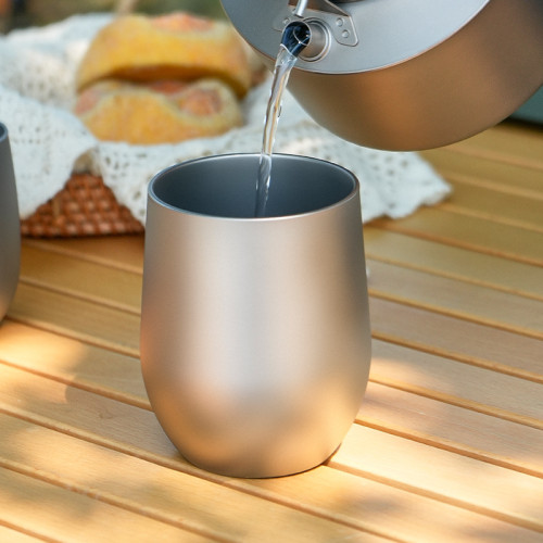純鈦水杯鵞蛋杯戶外露營雙層防燙咖啡杯鈦合金功夫茶杯主人杯鈦杯