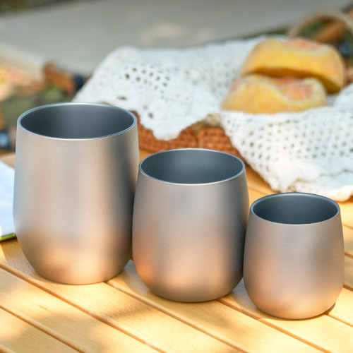 純鈦水杯鵞蛋杯戶外露營雙層防燙咖啡杯鈦合金功夫茶杯主人杯鈦杯