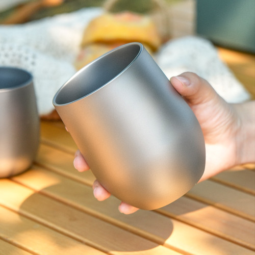 純鈦水杯鵞蛋杯戶外露營雙層防燙咖啡杯鈦合金功夫茶杯主人杯鈦杯