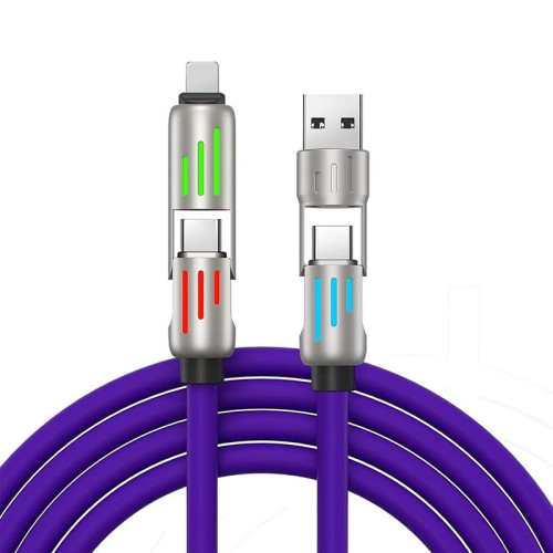 光柱四合一數據線PD二拖二type-c快充適用蘋果華爲手機充電線