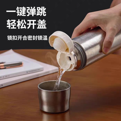 新款戶外純鈦雙層杯純鈦家用蘑菇頭水杯飲料啤酒咖啡牛奶隔熱鈦杯