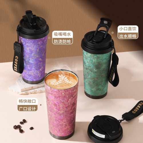 新款Ti杯覆鈦保溫杯男女士高顔值雙飲鈦杯可攜式車用水杯辦公咖啡杯