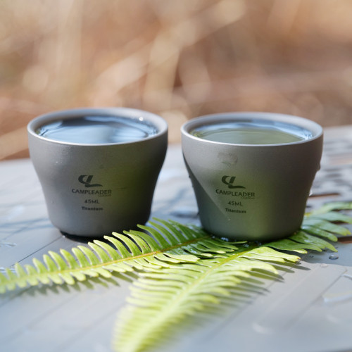 戶外可攜式雙層純鈦小酒杯功夫杯鈦茶杯燒酒杯鈦杯金屬茶具冰花水杯