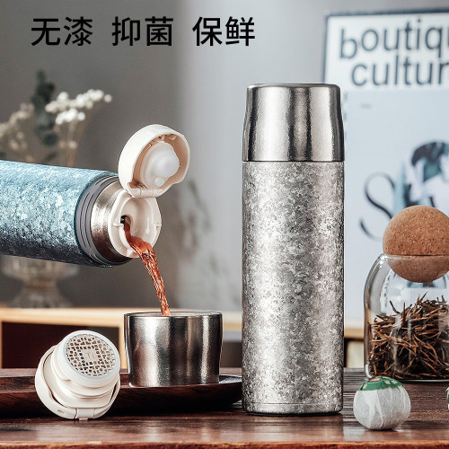✅純鈦保溫杯高顔值男女士燜茶杯可攜式全鈦杯泡茶水杯子商務禮