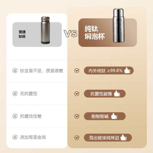 百思迪純鈦杯金屬磁吸杯燜泡杯雙杯蓋保溫杯可攜式泡茶杯純鈦杯子