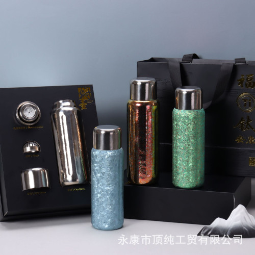 頂純純鈦保溫杯男女高顔值鈦杯可攜式茶水分離禮品純鈦水杯