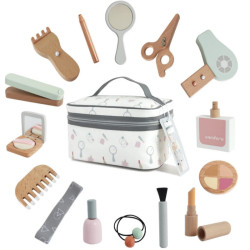 木製兒童仿真梳妝台公主化妝品台桌女孩首飾盒禮物扮家家酒玩具