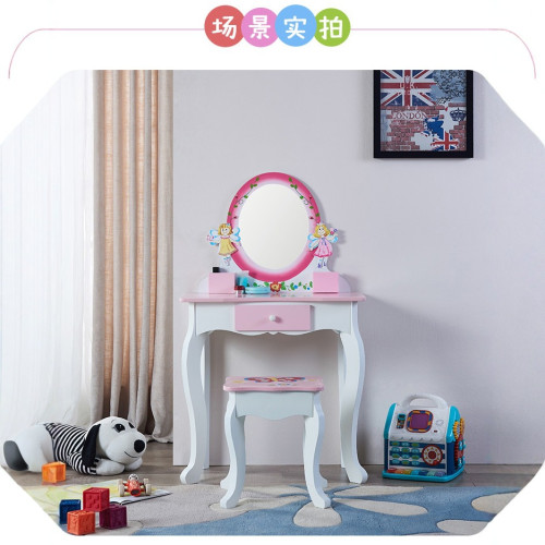 北歐風兒童木質梳妝台女孩角色扮演扮家家酒仿真化妝台玩具套裝 北歐風兒童木質梳妝台女孩角色扮演扮家家酒仿真化妝台玩具套裝