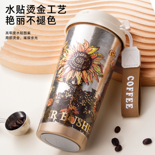 純鈦保溫杯 可攜式辦公室雙飲隨行吸琯水杯 高顔值咖啡杯鈦杯