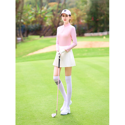 高爾夫服裝女長袖T恤防曬衣高領高彈力修身運動打底衣服裝