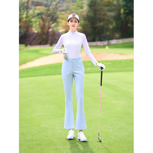 高爾夫服裝女長袖T恤防曬衣高領高彈力修身運動打底衣服裝