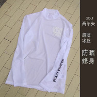 夏季韓國高爾夫防曬衣男士長袖golf速乾超薄防紫外線冰絲t恤白色