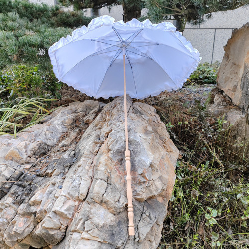 DIY創意小清新Lolita傘胚復古黑白色花邊仙女傘拍照公主蘿莉雨傘