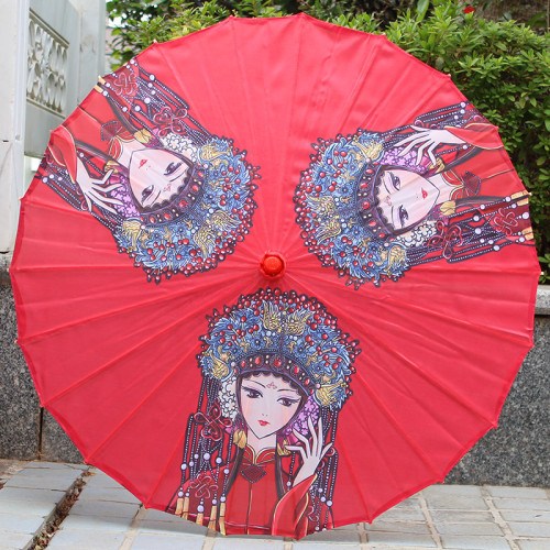 綢布印花工藝傘古風傘京劇臉譜漢服裝飾吊頂舞蹈表演傘雨傘民族風