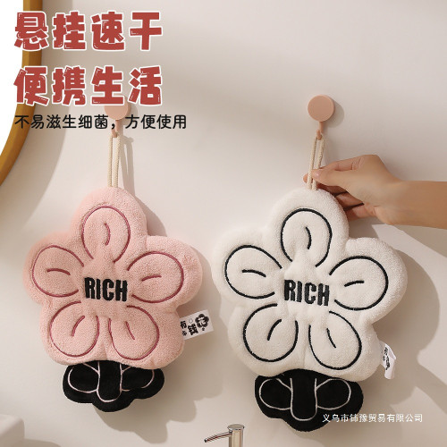 rich有錢花珊瑚絨加厚擦手巾廚房掛式兩用毛巾吸水速乾方巾不掉毛 rich有錢花珊瑚絨加厚擦手巾廚房掛式兩用毛巾吸水速乾方巾不掉毛