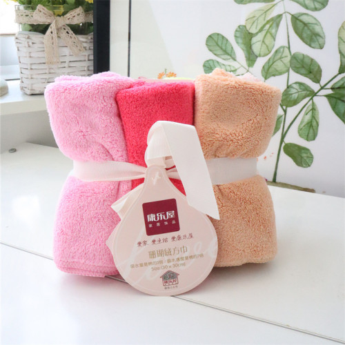 康樂屋珊瑚絨方巾 30*30公分6條卡頭裝 擦手巾毛巾擦桌布多色方巾