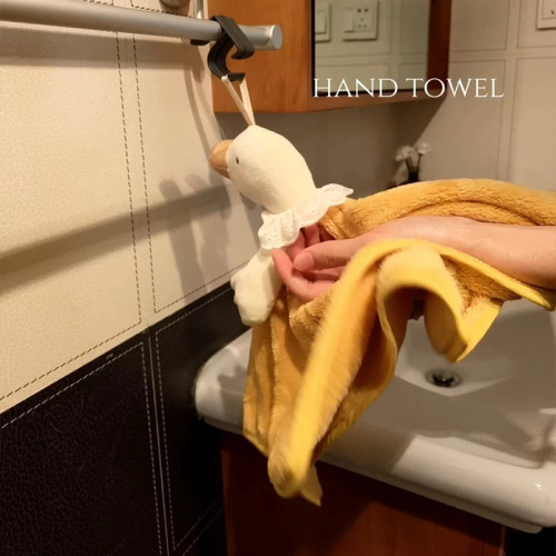 大鵞擦手巾掛式可愛超強吸水廚房衛生間加厚毛巾手帕不髮臭珊瑚絨