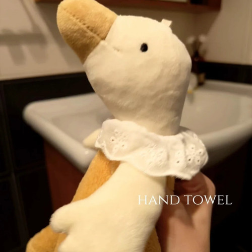 大鵞擦手巾掛式可愛超強吸水廚房衛生間加厚毛巾手帕不髮臭珊瑚絨