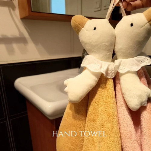 大鵞擦手巾掛式可愛超強吸水廚房衛生間加厚毛巾手帕不髮臭珊瑚絨
