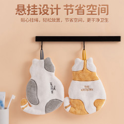 貓咪擦手巾掛式洗手巾兒童可愛珊瑚絨毛巾廚房超強吸水加厚手抹布