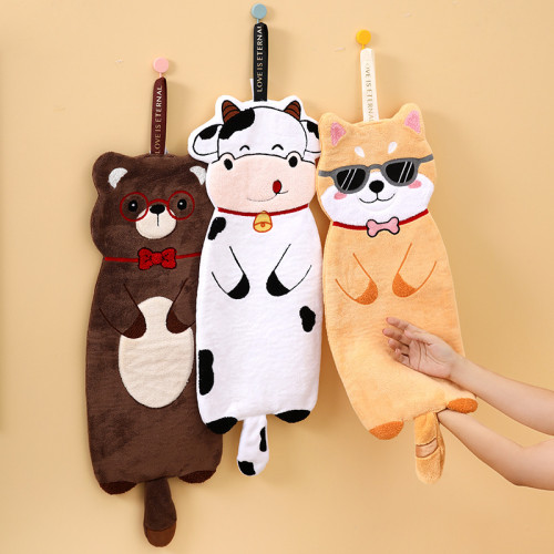 擦手巾plus版新款可愛擦手毛巾掛式衛生間廚房加厚吸水卡通大毛巾