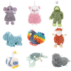 卡通動物雪尼爾擦手公仔 多功能動物創意吸水擦手巾毛絨玩具