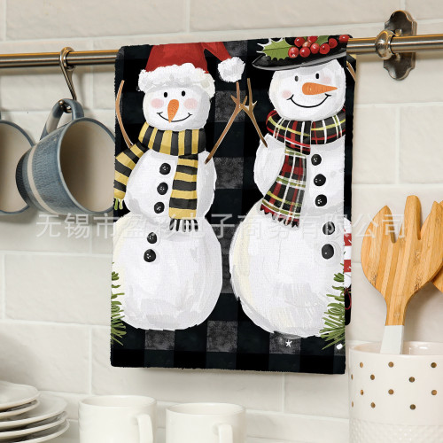 可愛樹枝小鳥印花毛巾布擦手巾茶巾數碼印花廚房浴室