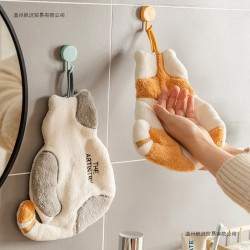 貓咪擦手巾掛式洗手巾兒童可愛珊瑚絨毛巾廚房強吸水加厚擦手抹布