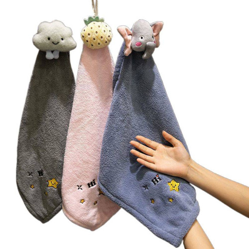 新可掛式卡通擦手巾超強吸水速乾不易毛加大厚廚房浴室洗手間抹布