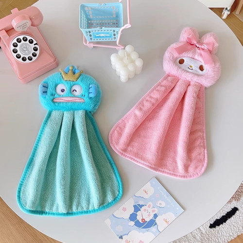 可愛卡通珊瑚絨兒童擦手巾掛式家用廚房抹布衛生間吸水毛巾手帕