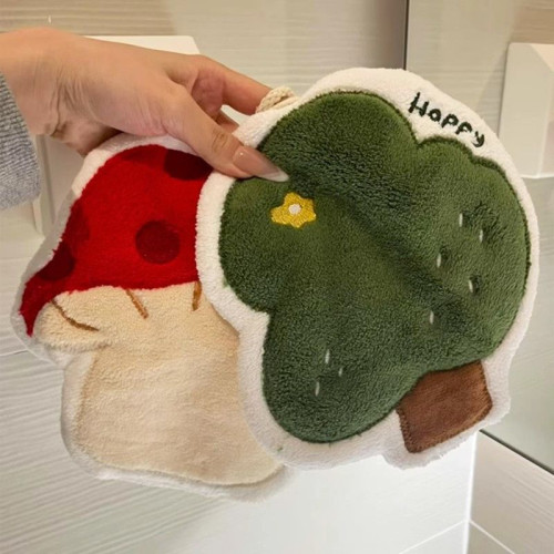 可愛蘑菇擦手巾掛式加厚不髮臭毛巾超強吸水手帕家用廚房衛生間