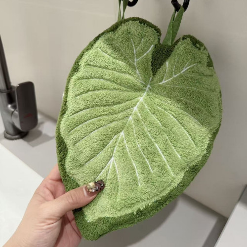 新款龜背竹掛式廚房擦手巾珊瑚絨加厚吸水擦手布綠植海芋葉子抹布