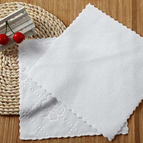 100條裝一次性餐巾白色小方巾酒店KTV火鍋飯店擦手巾壓花濕水毛巾