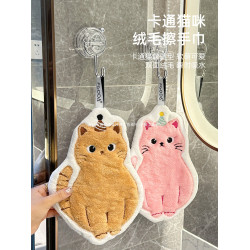 可愛擦手巾可掛式吸水加厚不掉毛小方巾廚房家用速乾搽手巾小毛巾