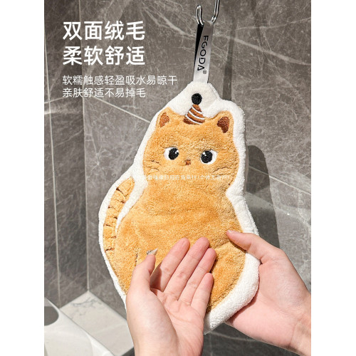 可愛擦手巾可掛式吸水加厚不掉毛小方巾廚房家用速乾搽手巾小毛巾