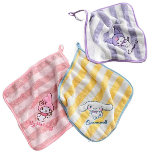 庫洛米擦手巾洗臉兒童毛巾柔軟珊瑚絨比棉吸水可掛式卡通小方巾