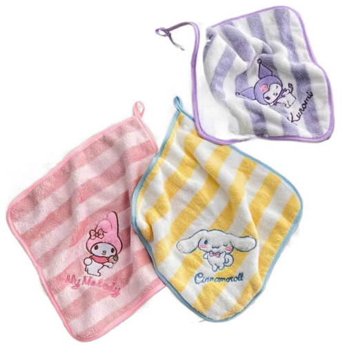 庫洛米擦手巾洗臉兒童毛巾柔軟珊瑚絨比棉吸水可掛式卡通小方巾