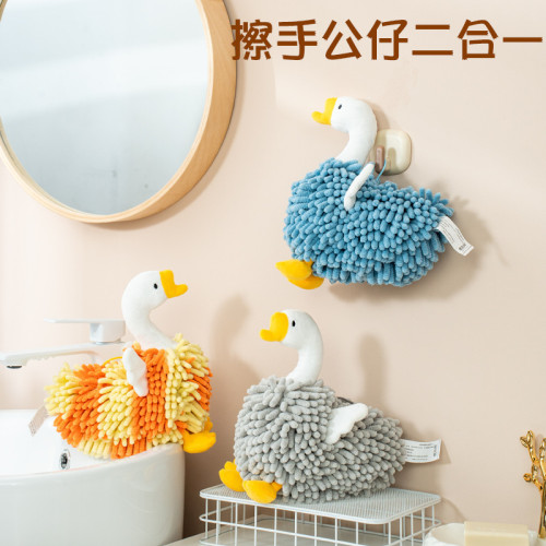 卡通動物雪尼爾擦手公仔二合一  康樂屋兒童加厚可愛掛式擦手巾