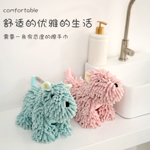 卡通動物雪尼爾擦手公仔二合一  康樂屋兒童加厚可愛掛式擦手巾