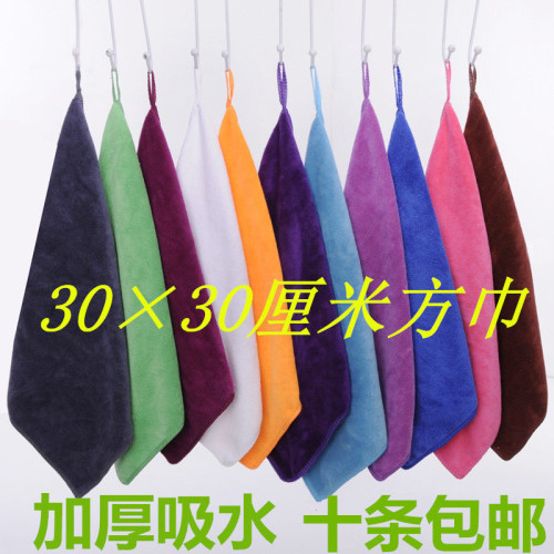小毛巾方巾幼兒園掛鉤擦手巾家務清潔抹布吸水不掉毛美容