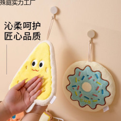 韓版卡通可愛擦手手巾掛式吸水速乾抹布珊瑚絨加厚廚房毛巾擦臉巾