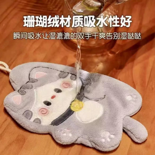 卡通抱抱貓可掛式擦手巾吸水毛巾洗碗布抹布可愛小毛巾強吸水可愛