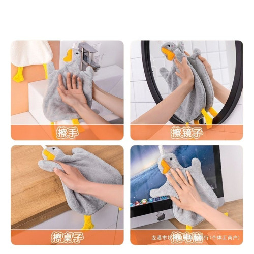 擦手毛巾加厚百貨可愛卡通擦手巾白鵞擦手毛巾掛式可愛棉