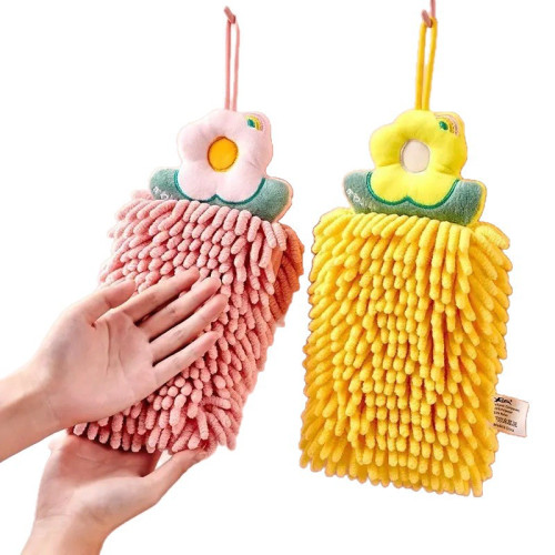 雪尼爾家用擦手巾掛式超強吸水加厚速乾可愛衛生間廚房擦手毛巾