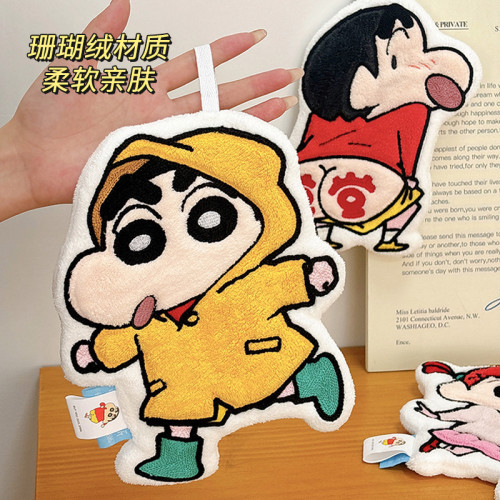 蠟筆小新卡通手帕抹布擦手巾可愛掛式吸水速乾廚房衛生間兒童