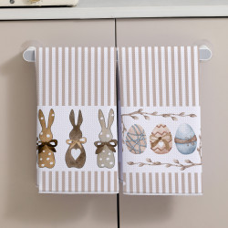 華夫格廚房毛巾2件套復活節毛巾380GSM擦手巾吸水茶巾