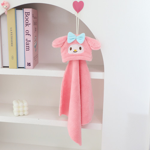 卡通珊瑚絨擦手巾可掛式加厚廚房抹布衛生間速乾強吸水小毛巾手帕